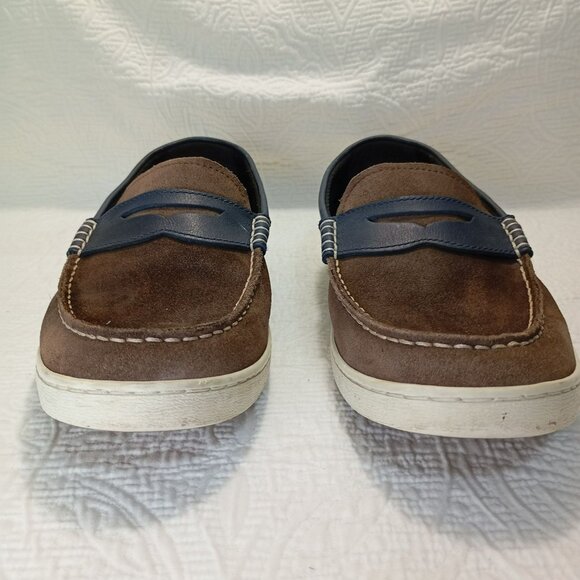 Cole Haan Suede Penny Loafers Size 11.5M Casual Slip-On Shoes Mens Brown & Navy main image 9